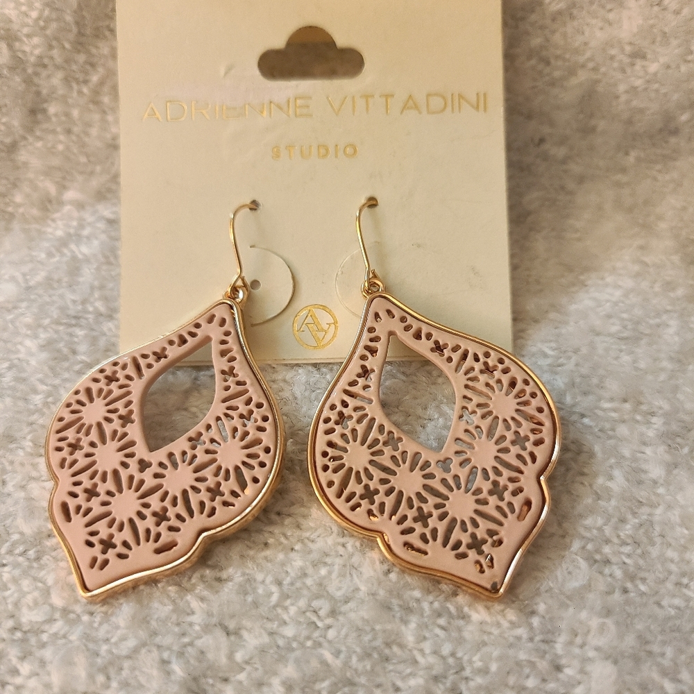 Adrienne Vittadini Blush and Gold Drop Earrings